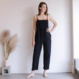 Lacausa Cezanne Black Linen Cotton Overalls